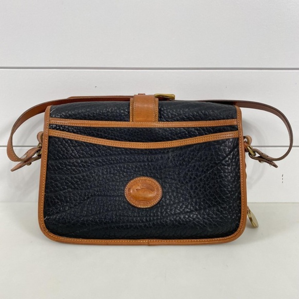 Vintage Dooney & Bourke Bag Womens Black Brown Leather Crossbody Purse USA 90s